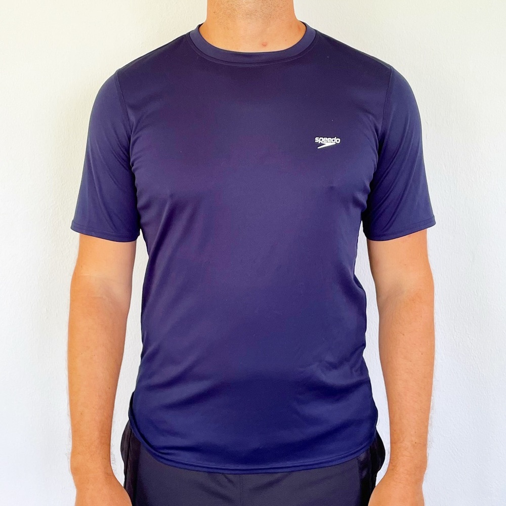 Speedo men’s navy blue performance stretch logo tee size medium